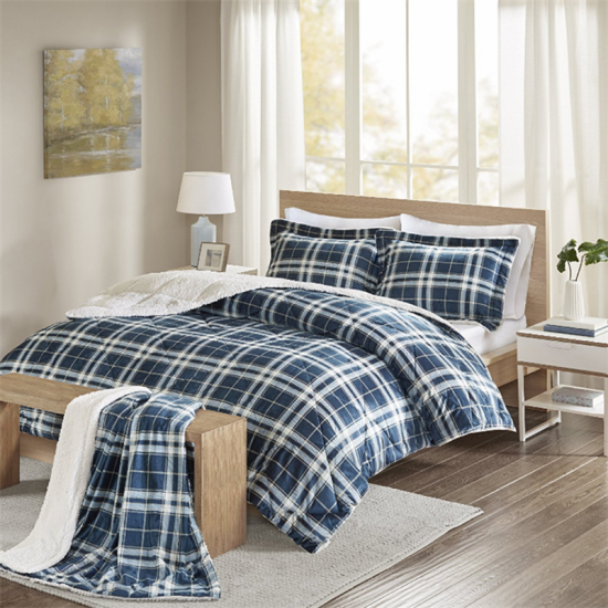 ست تخت خواب لحاف دار Plaid To Sherpa Comforter مجموعه زمستانی